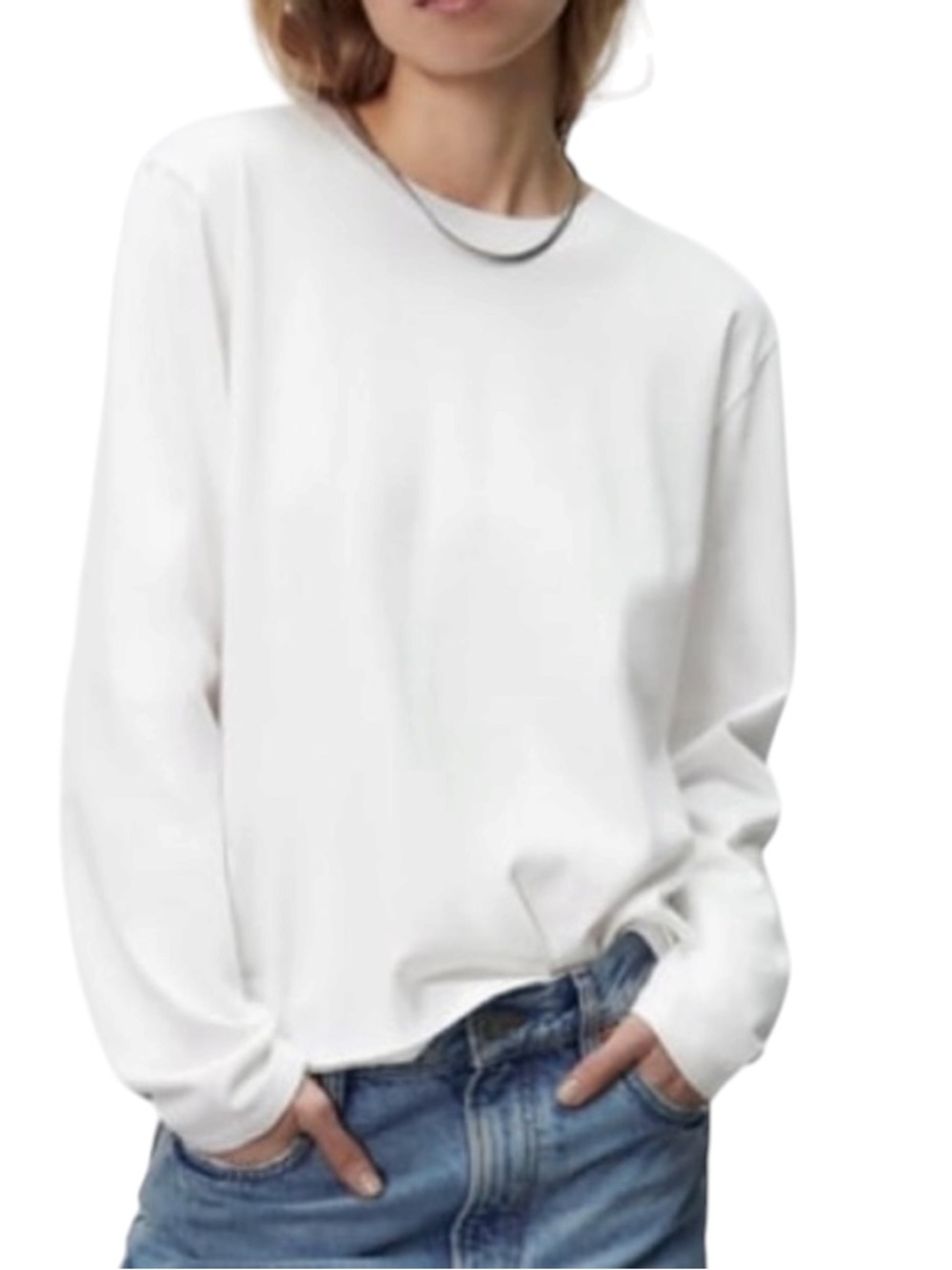 Zara white long sleeve cotton tee